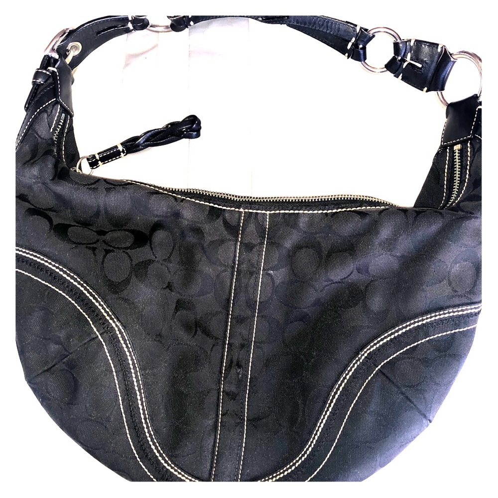 Coach Black Canvas Bag with CC print
